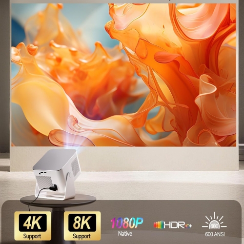 Proyector HY350MAX Full HD/4K, televisor LED Android con WiFi 6 HDR10 y altavoz WiFi.